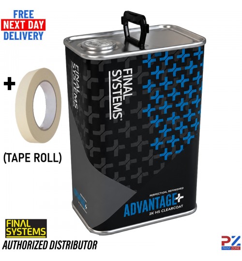 Final Systems Advantage+ 2K MS Clearcoat 5L Fast Drying Formula + Masking Tape